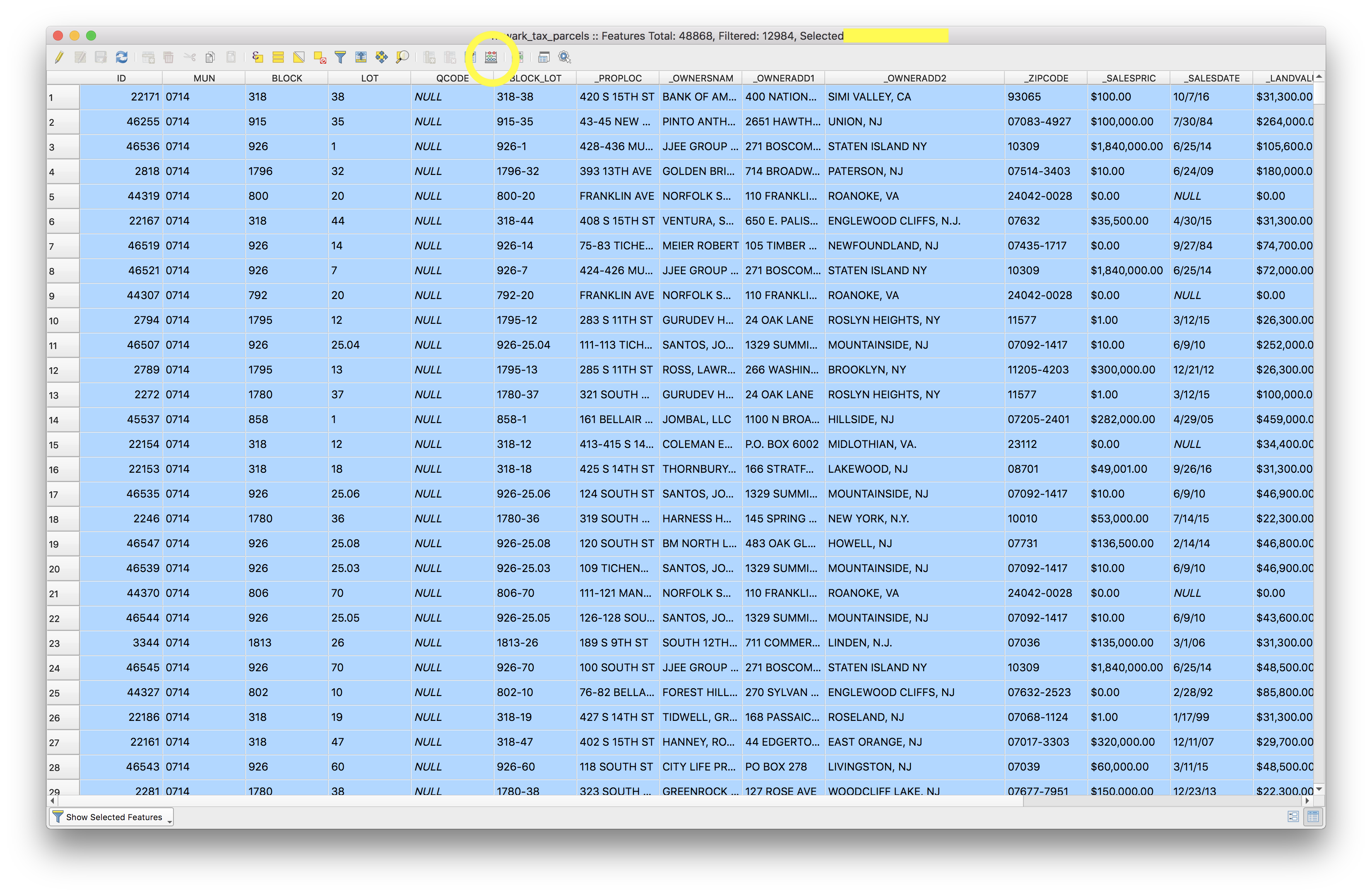 selected parcels answer